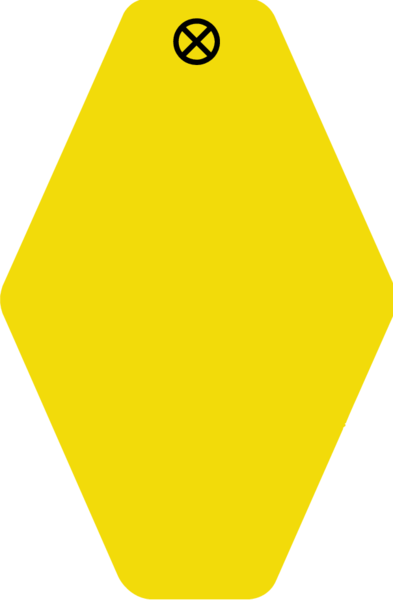 Schlüsselanhänger Rautenform 58 x 38 x 1,5 mm, Kunststoff gelb, Loch 4,0 mm, blanko