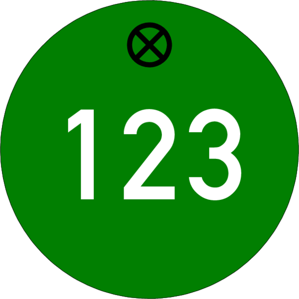 Schlüsselanhänger rund 30mm, Kunststoff grün, Loch 4 mm, mit Gravur Zahl bis 3-stellig