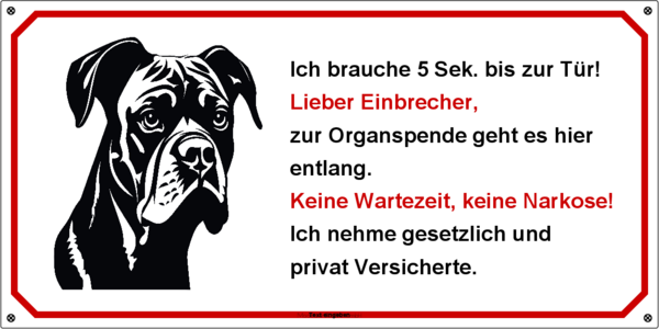 Hundeschild  Deutscher Boxer 300x150 mm