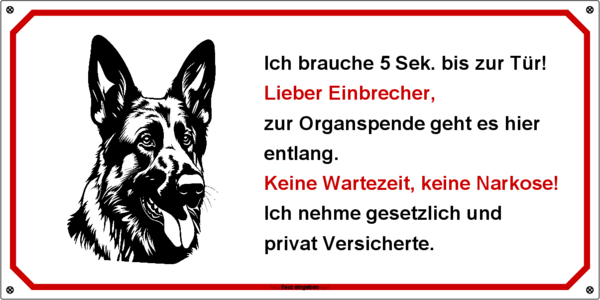 Hundeschild  Deutscher Schäferhund  300x150 mm