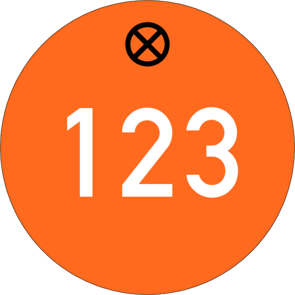 Schlüsselanhänger rund 30mm, Kunststoff orange, Loch 4,0mm, mit Gravur Zahl bis 3-stellig