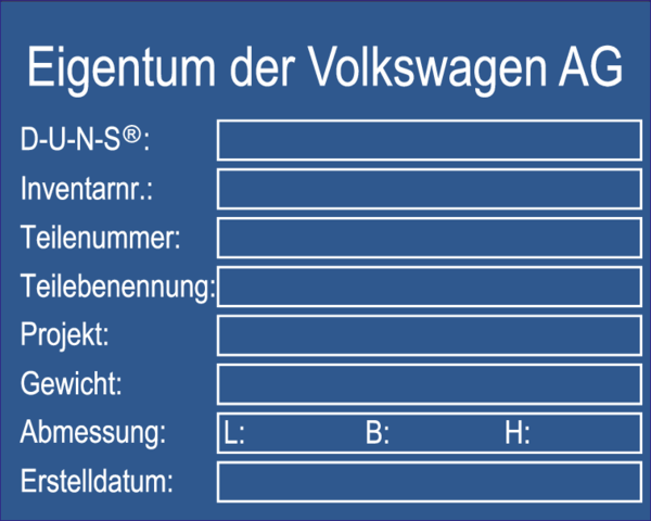 Typenschild Eigentum  Volkswagen 100x80x1,0mm